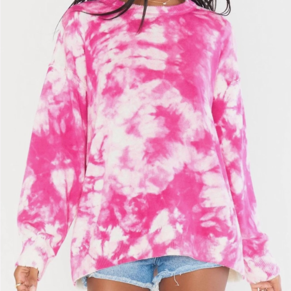 Like New! Show Me Your Mumu Oaklyn Sweater in Pink Tie Dye - XS
